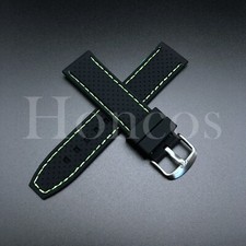 22MM Black Green Stitching Silicone Rubber Watch Band Strap Fits for Timex Sport