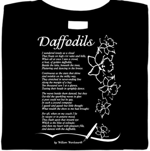 Daffodils by William Wordsworth, poetry shirt, poems,  literary classic, beauty - Picture 1 of 2