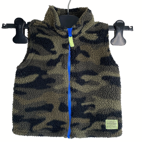 Carter's Little Adventure Fleece Vest Green Camouflage Camo Zip Front 24 Months