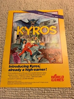 original 11- 8.5'' Kyros World Games arcade  video game AD FLYER