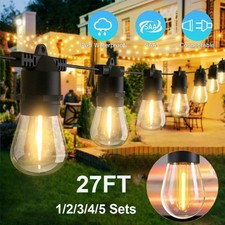 1-5 Pack 27FT Outdoor String Lights S14 LED Bulb Waterproof Garden Patio Lights