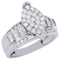 10K WeißGold Baguette Diamant Damen Hochzeit Ring Marquise Cluster 1 Karat