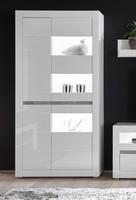 Vitrine Standvitrine Carat 100Cm Led Weiß Hochglanz Beton Grifflos Mdf