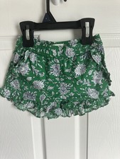 J.Crew Crewcuts girls' green floral ruffle pull-on shorts Size 4T Cotton Pocket