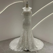 Mermaid Wedding Dress Lace applique Beading Off the Shoulder A-line Bridal Gowns