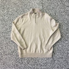 LULULEMON Mens 1/4 Zip Cream Merino Wool Cotton Blend Pullover Large