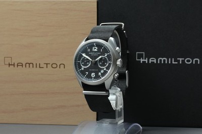 [w/Box ] HAMILTON Khaki Pilot Pioneer Auto Chrono H764560 Black Swiss Made Watch