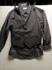 Berlioni Italy Formal Dress Vest Gilet Black With Shirt Size 10