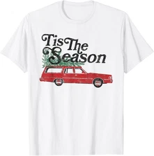 Tis The Season Retro Wagon Christmas Tree Holiday T-Shirt
