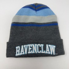 Harry Potter Ravenclaw Beanie Hat Grey Blue Striped Cuffed Knit One Size 2018