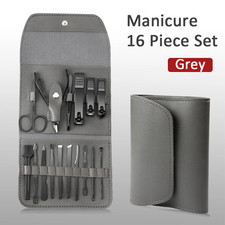 16PCS Brown Nail Cutter Set Stainless Steel Nail Clippers with Folding Bag Manic