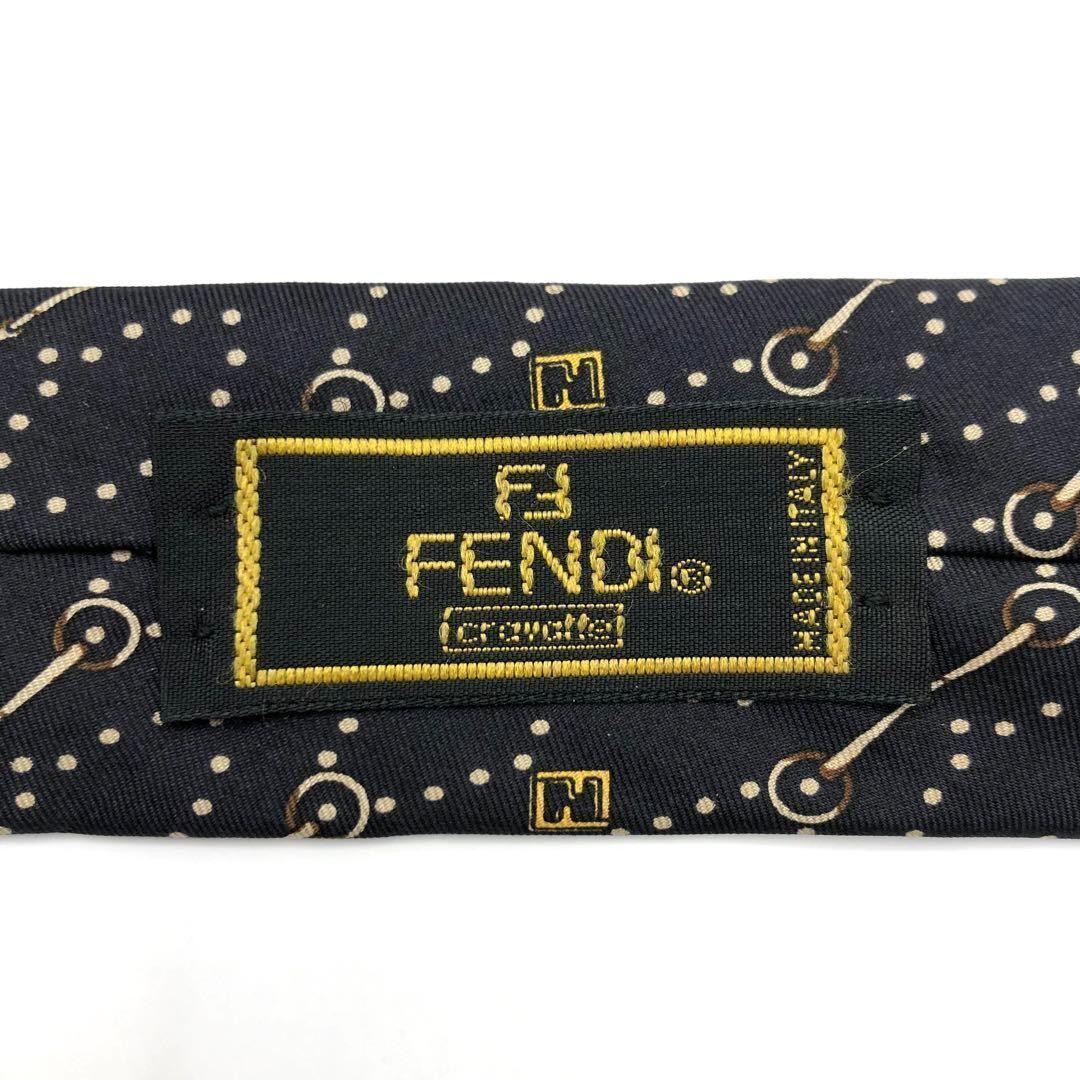 FENDI All Over Logo Chain Pattern Black Gold Tie thumbnail 4
