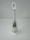 Vtg Fenton Hand Painted Violets Milk Glass Bud Swing Vase Signed Sticker