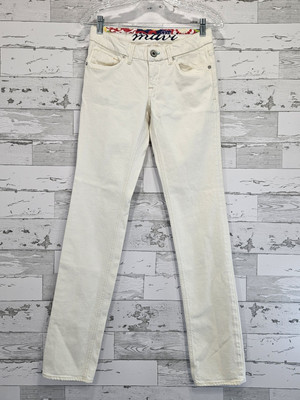 Mavi Womens Lindy Jeans 27 Tall Embroidered Pockets Stitches Detail Ivory