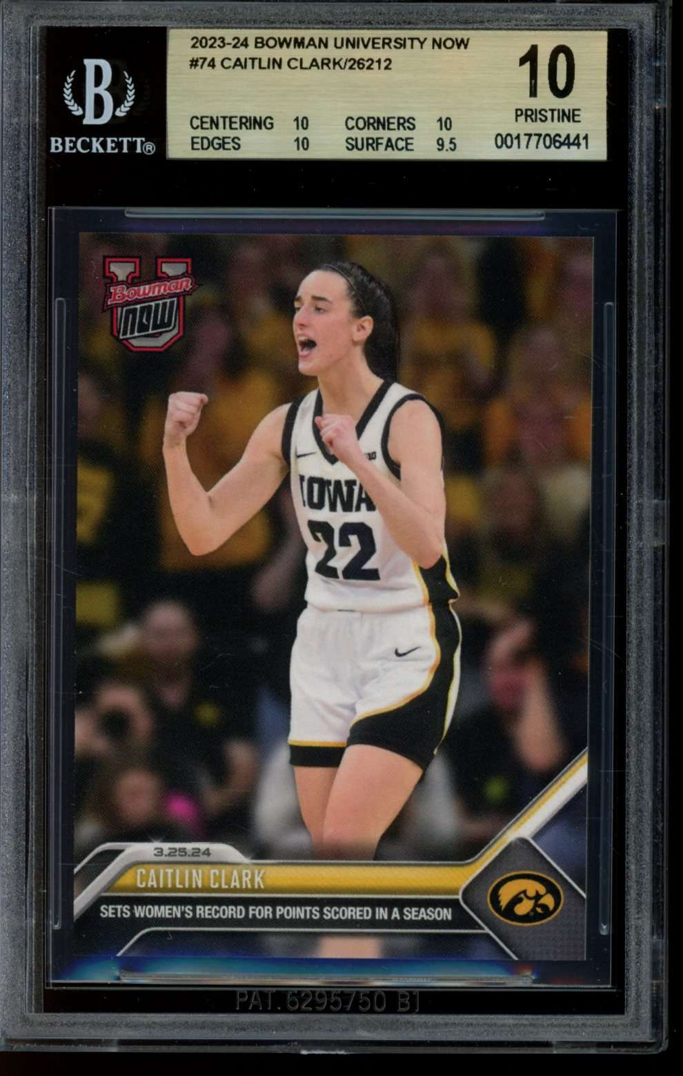 2023-24 Bowman U Now #74 Caitlin Clark BGS 10 Pristine 17706441