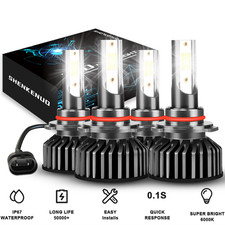 9005 9006 LED Headlights Kit Combo Bulbs 6500K Hi Low Beam Super White Bright 4x
