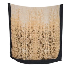 Animal Print Reptile Scarf Womens One Size Tan Black 100% Silk Long Wrap Shawl