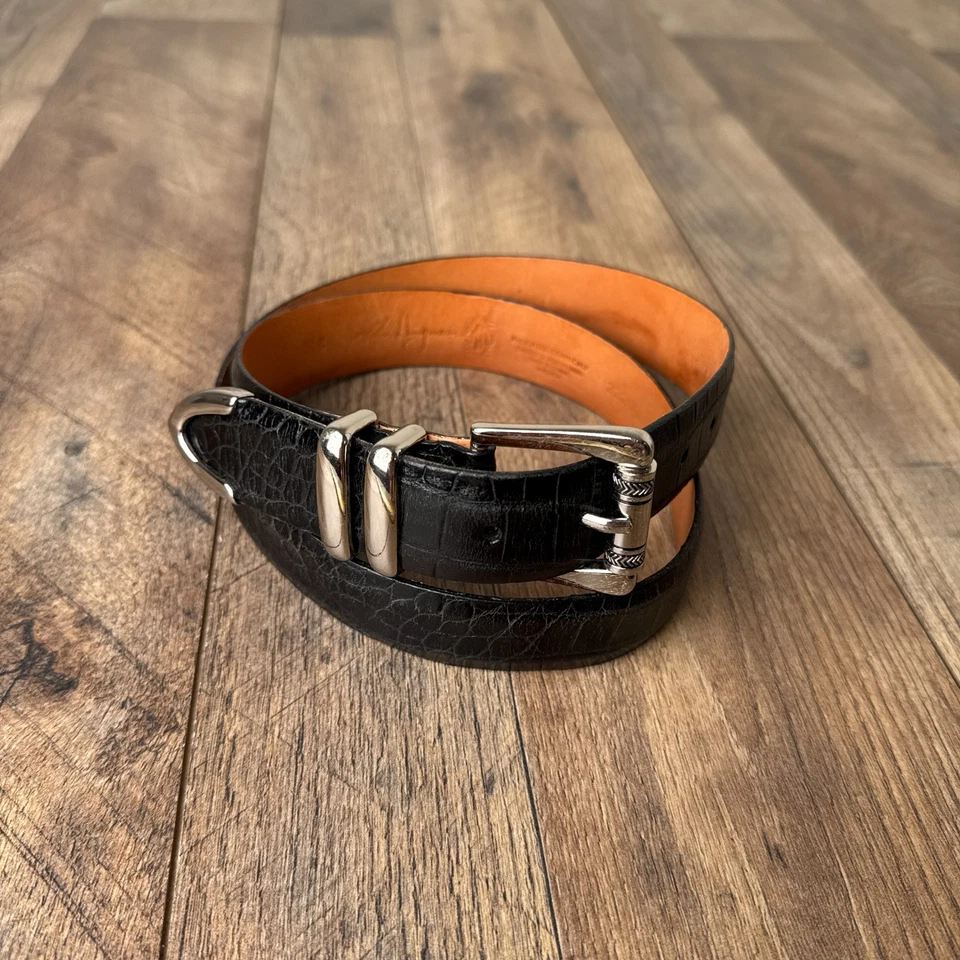 Martin Dingman Alligator Grain Calf Leather Belt Mens Size 36 Black Handmade USA - Image 4 of 4