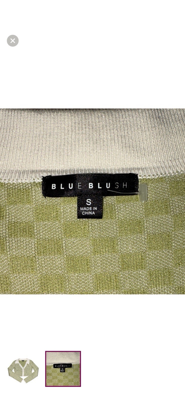 Blue Blush Checkered Collared Button Cardigan Swe… - image 2