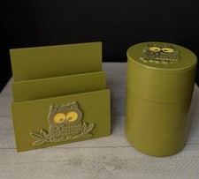 1970s Springbok Avacado Green Owl 2pc Office ...