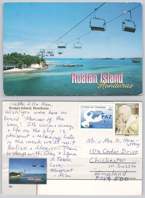 c32412 Sessellift Roatan Island Honduras Postkarte 2009 Stempel