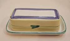Caleca Hand Painted Butter Dish Made In Italy Vintage 7.5" x 3.5"