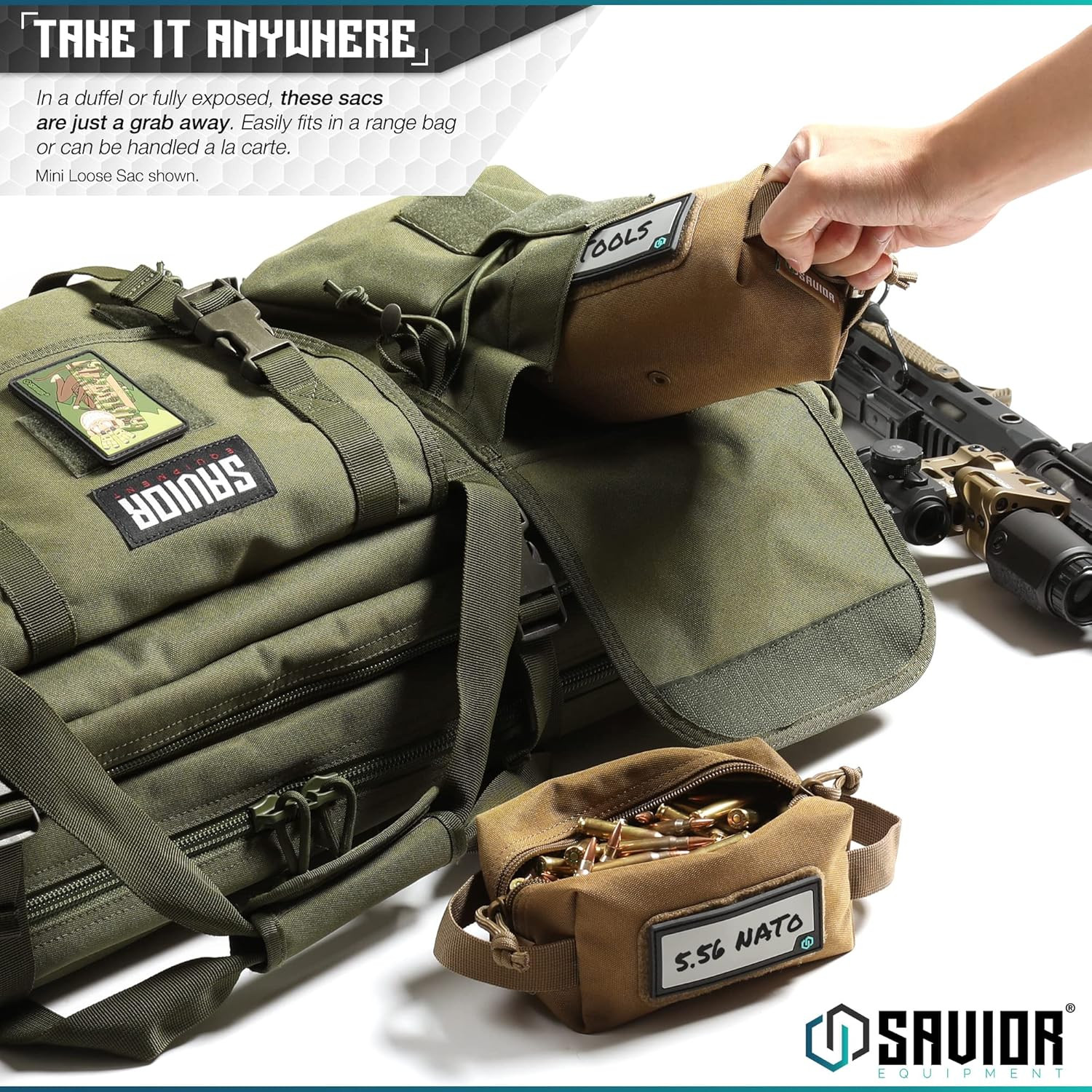 Loose Sacs 4-Pack Tactical Ammo Pouch Firearm Ammunition Carrier Bag, ID Patches