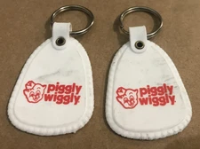 Lot of 2 Vintage Piggly Wiggly Plastic Advertising Keychain