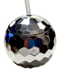 Silver Disco Ball Cup with Straws for Parties 16 Ounce Cute Sparkly