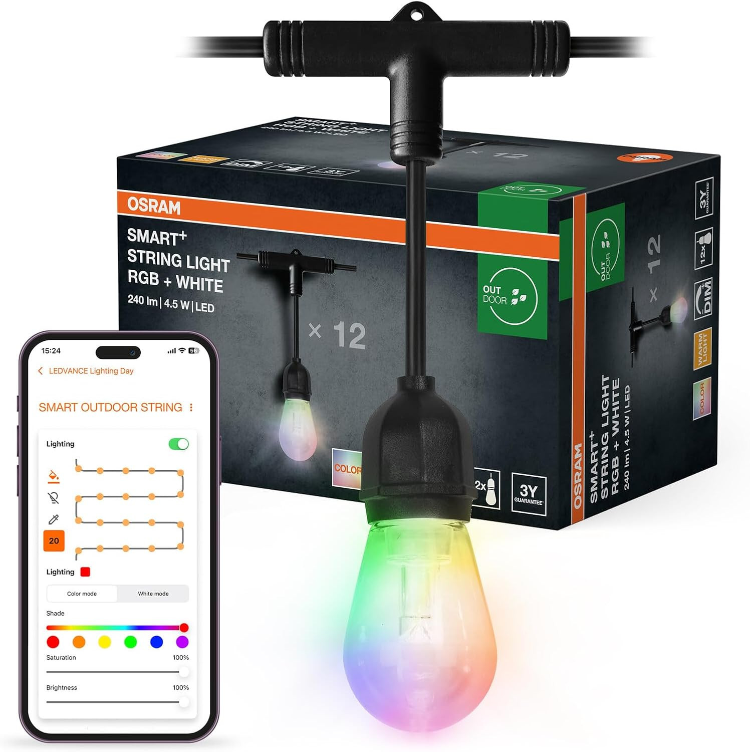 SMART+ String Catena Luci WiFi Esterno RGB 4,5W - Atmosfera Magica