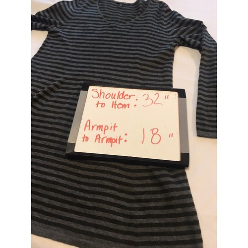 Eileen Fisher Charcoal Gray Striped Merino Alpaca Wool Blend Tunic Dress Sz XS - 第 7/10 張圖片