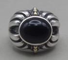 LAGOS CAVIAR 18K GOLD & STERLING ONYX RING  SIZE 6.25 — photo 1
