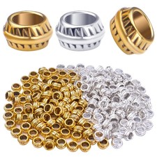 Large Hole Spacer Beads, 200pcs 7mm x 4mm, antique gold, silver