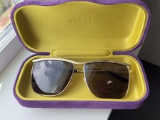 GUCCI Gold Frame Sunglasses brown lenses with Case unisex