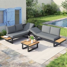 6 Seater Garden Lounge Set, Corner Sofa w/ Reclining, Outdoor Patio Furniture