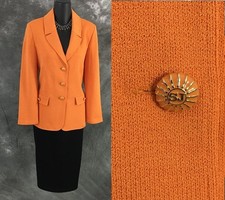 BEAUTIFUL St John collection jacket orange knit suit blazer size 8