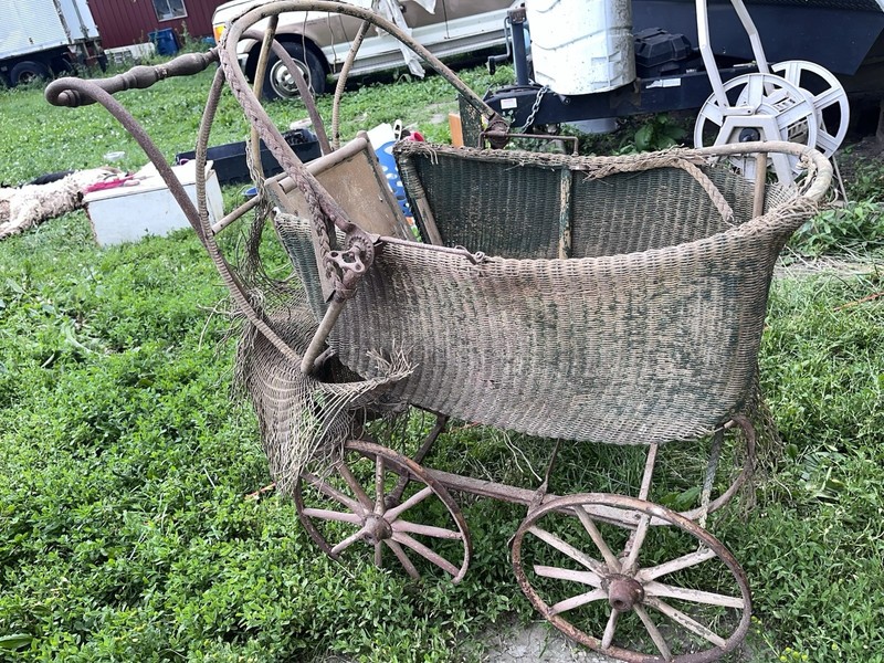 antique wicker baby carriage