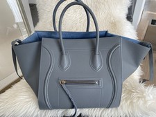 Original Celine Luggage Phantom Ledertasche Grau/blau, Top Zustand