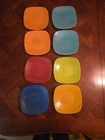 8 Fiestaware Square Salad Plates, multicolor