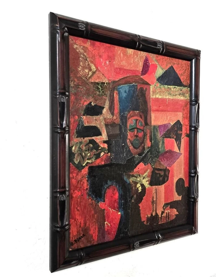 Stunning Mid Century Modern Abstract Expressionist Oil Painting Modernist Perez - Image 3 of 4