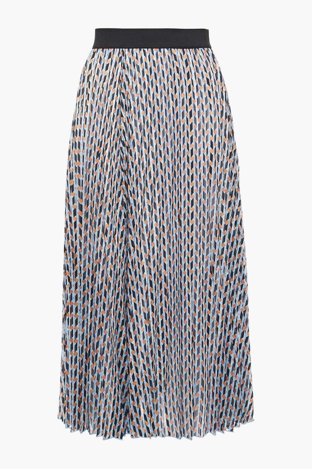 Maje 'Jela' Blue Gemoetric Print Pleated Midi Skirt sz 38 NEW