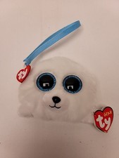 TY Gear Beanie Boos Icy white seal Wristlet Coin Purse with Strap New Heart Tag