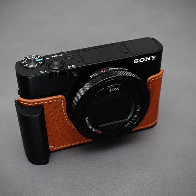 For Sony RX100M7/M6/M5A/M4/M3/M2 Real Leather Camera Bag Case Protect Cover Grip - Image 4 of 4