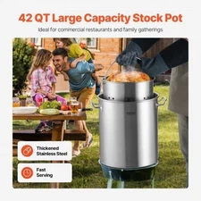 Stainless Steel Stockpot 42 Quart Large Cooking Pots Cookware Sauce Pot