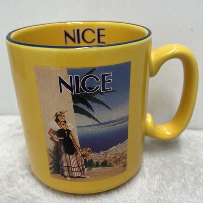 Kiss That Frog Mug Coffee Vintage France Nice French Riviera RARE Gold *Crazed*