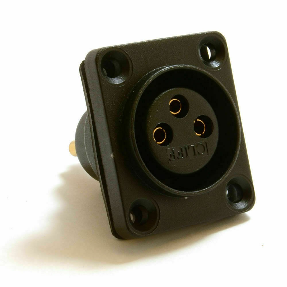 3 Hole XLR Microphone Chassis Panel Mount Solder Terminal Socket & Seal [007620]
