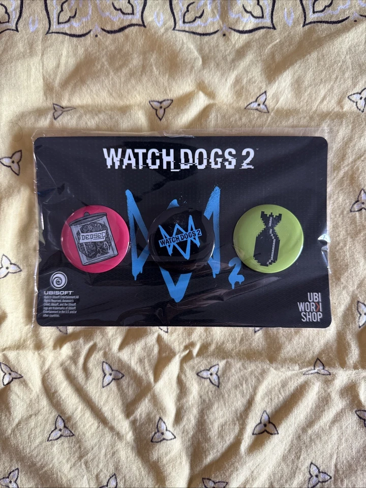 New 2016 Limited Edition Watch Dogs 2 3 Pin Set Promo GameStop Exclusive Ubisoft - Image 2 of 4
