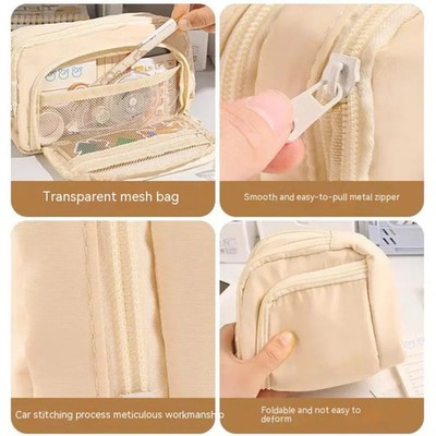 Mehrschichtiges Federmäppchen Schreibwaren Make-up Tasche Stoff elegant