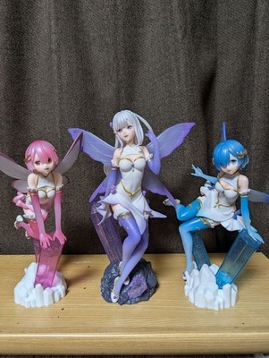 Re:Zero Figure Set Emilia Ram Rem Anime Figures Authentic Edition Rare