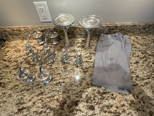 Antique Gorham Sterling Silver Pair 3 Arm Candelabra Candlestick Convertible 770 - Picture 7 of 16